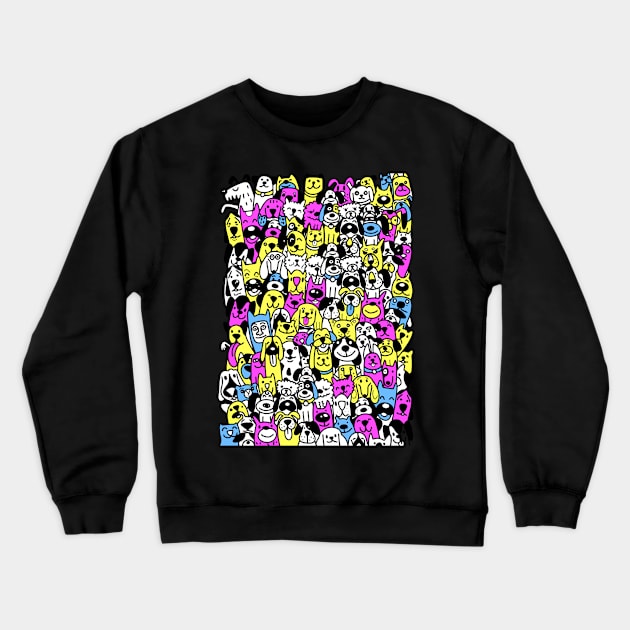 Cute dogs. Doodle style ,Different type of vector cartoon dog faces for design. Crewneck Sweatshirt by 9georgeDoodle